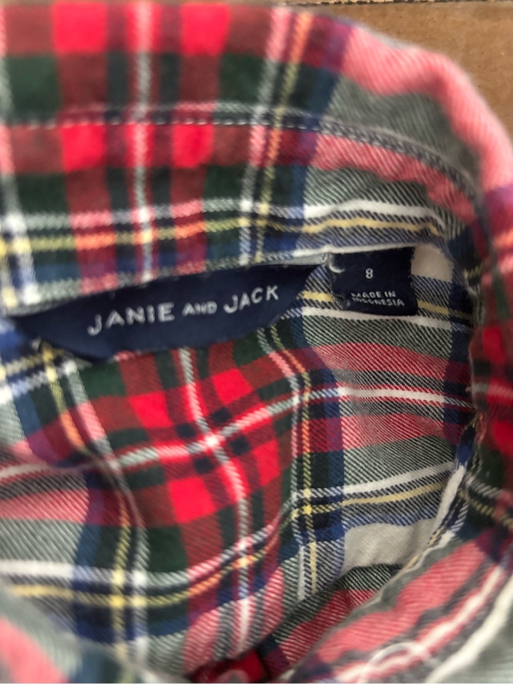 Janie And Jack Red Plaid Button Down Shirt 8 - Picture 2 of 2